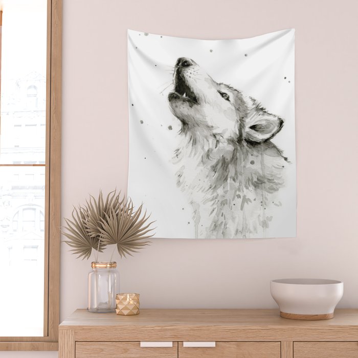Wolf Howling Wall Tapestry Gallery Image 2