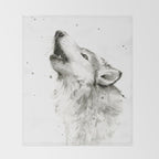 Wolf Howling Throw Blanket Gallery Image 2