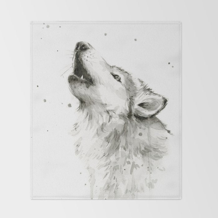 Wolf Howling Throw Blanket Gallery Image 2