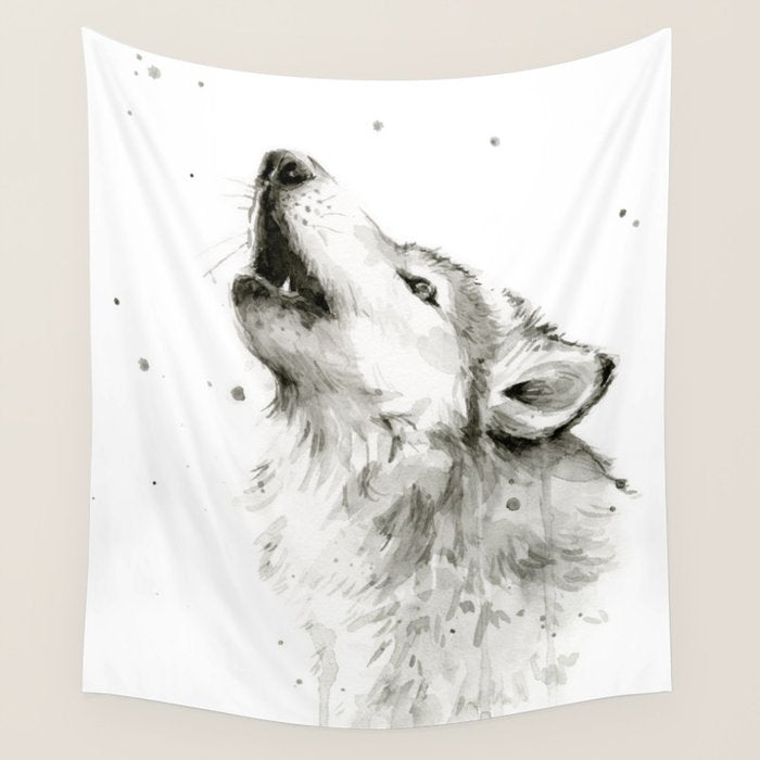 Wolf Howling Wall Tapestry Gallery Image 1
