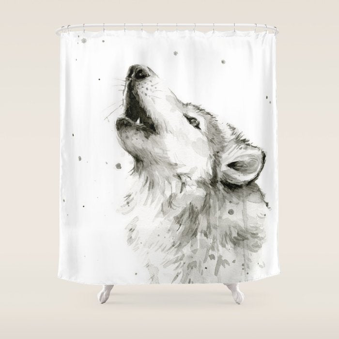 Wolf Howling Shower Curtain Gallery Image 1
