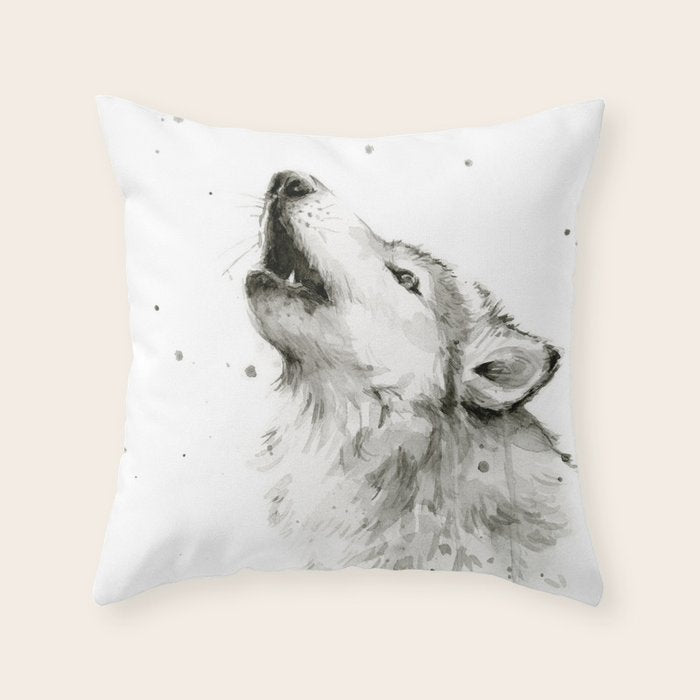 Wolf Howling Throw Pillow Gallery Image 6
