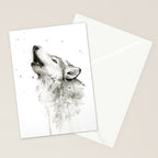 Wolf Howling Stationery Card Gallery Image 2
