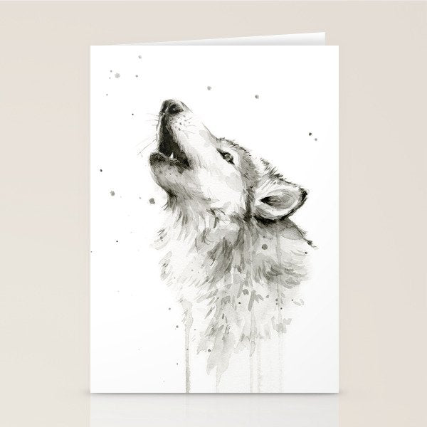 Wolf Howling Stationery Card Gallery Image 2