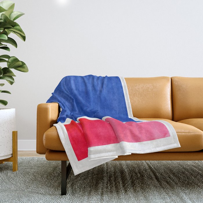 Rothko Abstract Mid Century Modern Minimalist Colorful Simple Nautical Red Blue Throw Blanket Gallery Image 1
