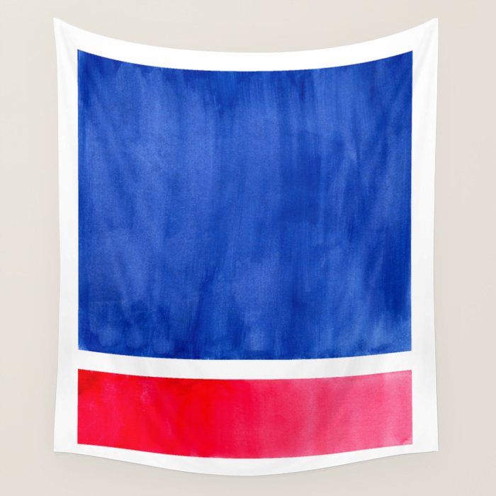 Rothko Abstract Mid Century Modern Minimalist Colorful Simple Nautical Red Blue Wall Tapestry Gallery Image 1