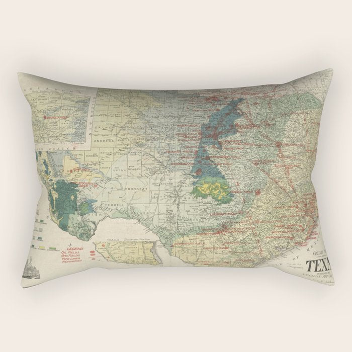 Vintage Map of The Texas Oil and Gas Fields (1920) Rectangular Pillow Gallery Image 2