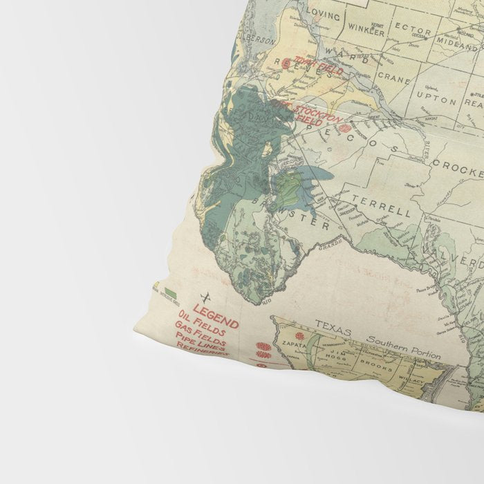 Vintage Map of The Texas Oil and Gas Fields (1920) Pillow Sham Gallery Image 4