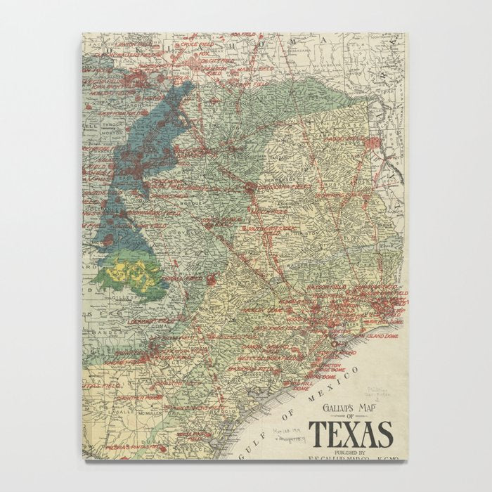 Vintage Map of The Texas Oil and Gas Fields (1920) Notebook Gallery Image 4