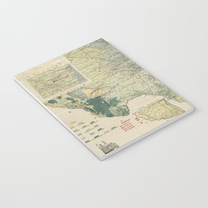Vintage Map of The Texas Oil and Gas Fields (1920) Notebook Gallery Image 3