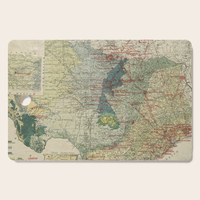 Vintage Map of The Texas Oil and Gas Fields (1920) Cutting Board Gallery Image 1