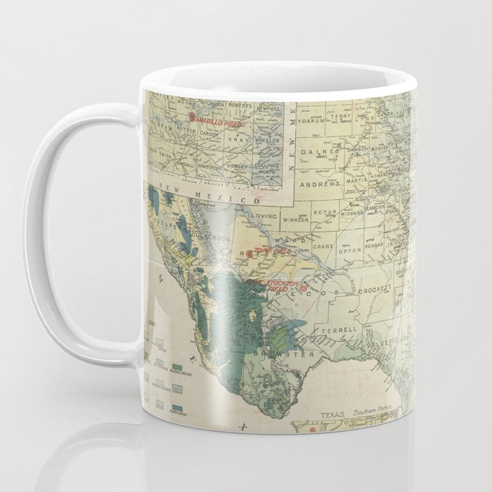 Vintage Map of The Texas Oil and Gas Fields (1920) Coffee Mug Gallery Image 3