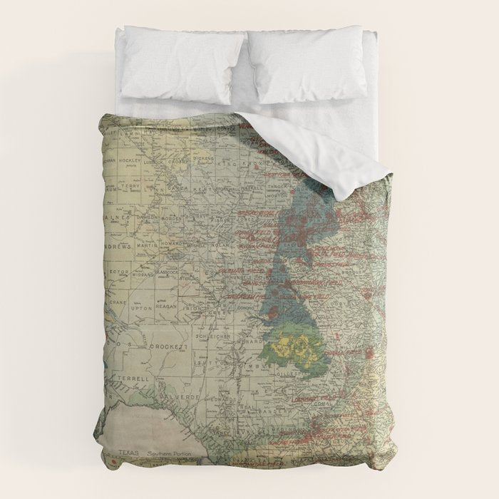 Vintage Map of The Texas Oil and Gas Fields (1920) Duvet Cover Gallery Image 1
