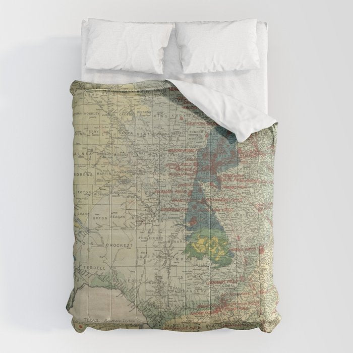 Vintage Map of The Texas Oil and Gas Fields (1920) Comforter Gallery Image 6