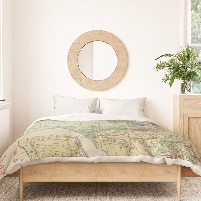 Vintage Map of The Texas Oil and Gas Fields (1920) Duvet Cover Gallery Image 3