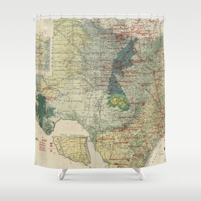 Vintage Map of The Texas Oil and Gas Fields (1920) Shower Curtain Gallery Image 1
