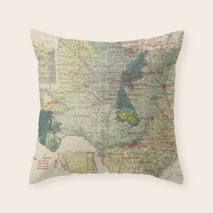 Vintage Map of The Texas Oil and Gas Fields (1920) Throw Pillow Gallery Image 6