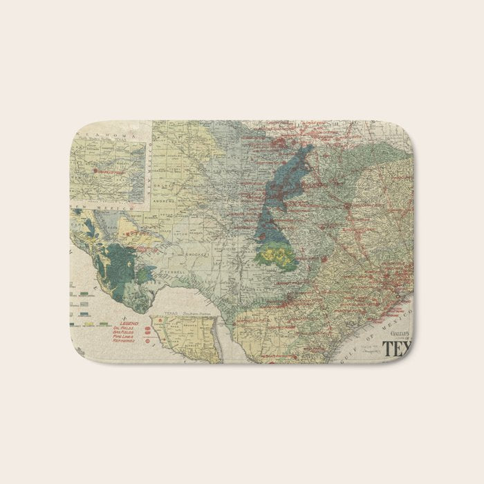 Vintage Map of The Texas Oil and Gas Fields (1920) Bath Mat Gallery Image 1
