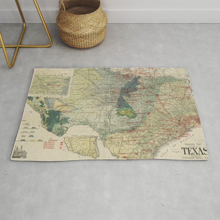Vintage Map of The Texas Oil and Gas Fields (1920) Rug Gallery Image 1