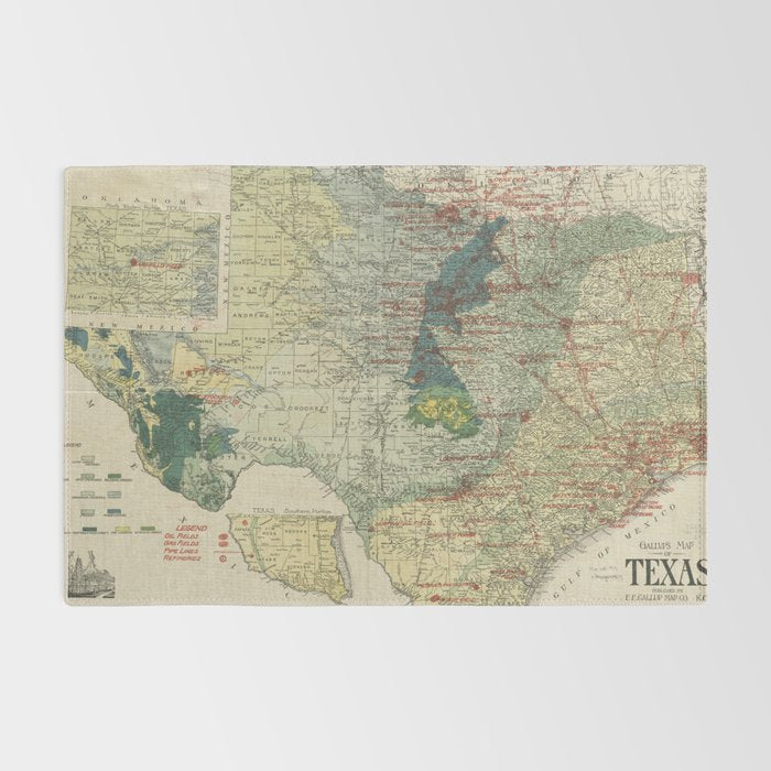 Vintage Map of The Texas Oil and Gas Fields (1920) Rug Gallery Image 2