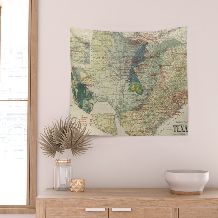 Vintage Map of The Texas Oil and Gas Fields (1920) Wall Tapestry Gallery Image 2