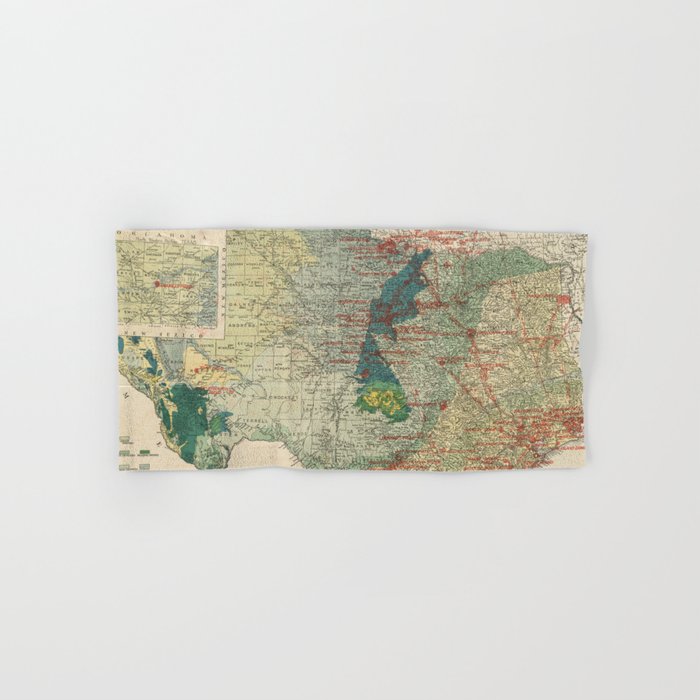 Vintage Map of The Texas Oil and Gas Fields (1920) Bath Towel Gallery Image 1