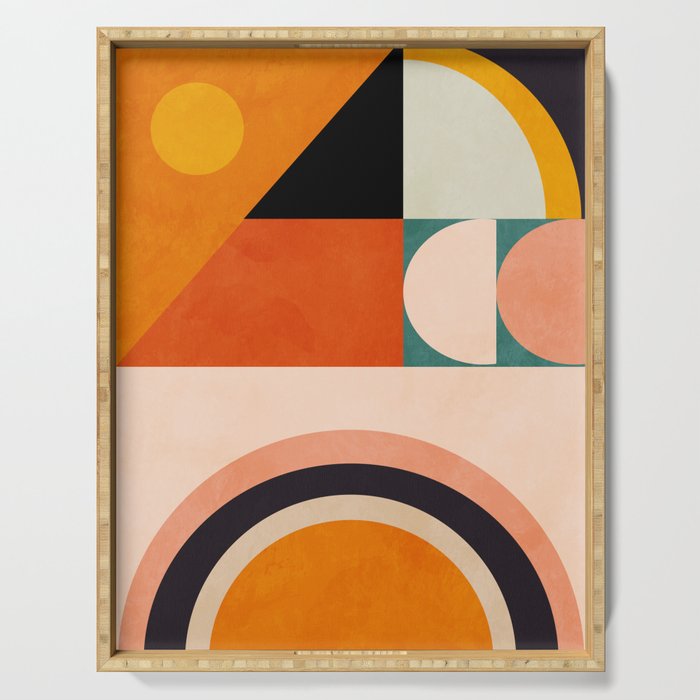 retro minimal geometric 1 Serving Tray Gallery Image 1