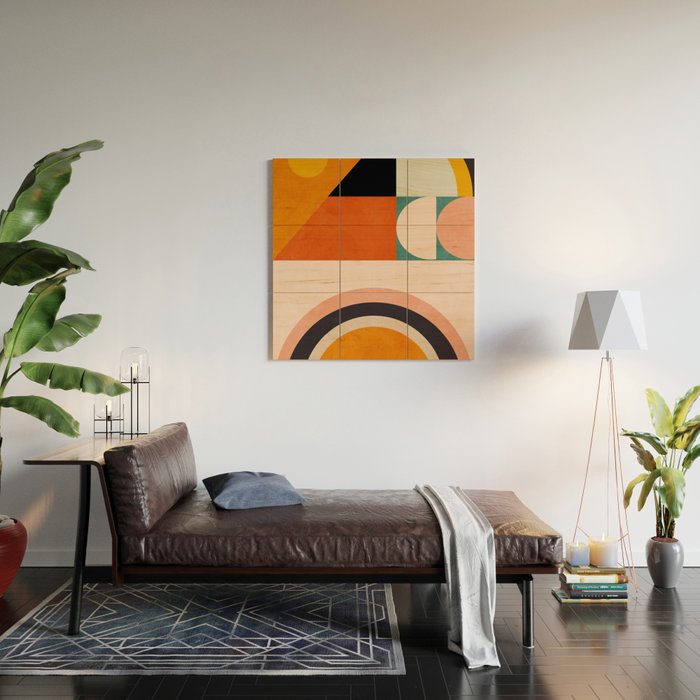 retro minimal geometric 1 Wood Wall Art Gallery Image 2