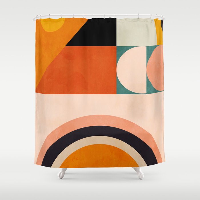 retro minimal geometric 1 Shower Curtain Gallery Image 1