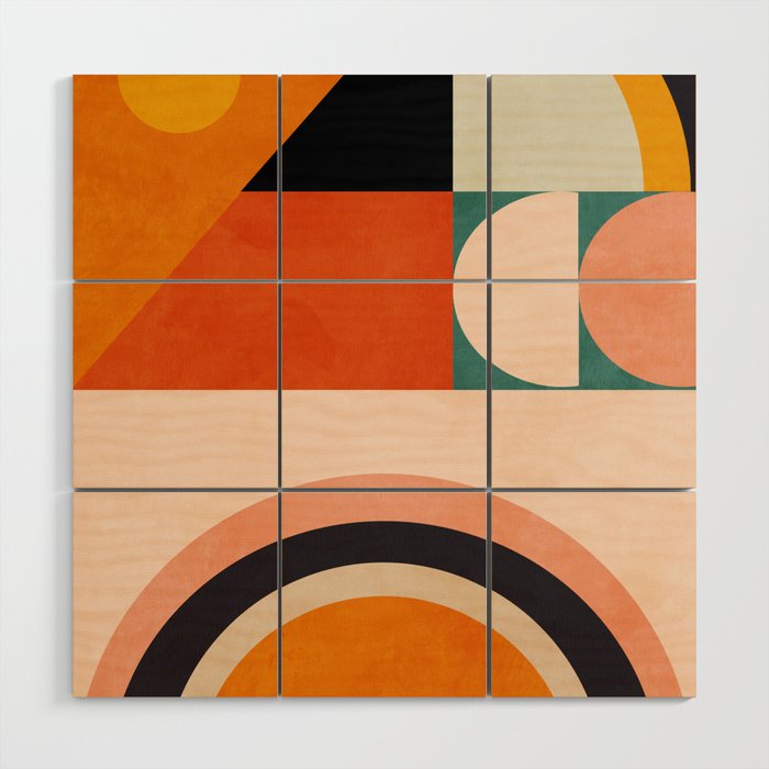 retro minimal geometric 1 Wood Wall Art Gallery Image 1