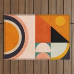 retro minimal geometric 1 Outdoor Rug Gallery Image 1