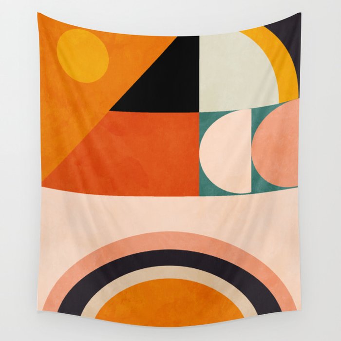 retro minimal geometric 1 Wall Tapestry Gallery Image 1
