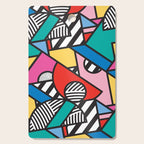 Colorful Memphis Milano Modern Geometric Shapes - 80s 90s retro electroclash pop art Aztec Cutting Board Gallery Image 1