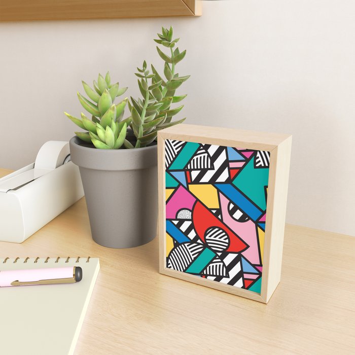 Colorful Memphis Milano Modern Geometric Shapes - 80s 90s retro electroclash pop art Aztec Mini Art Print Gallery Image 2