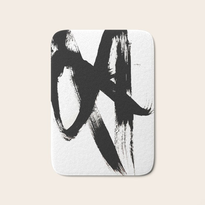 Brushstroke 2 - simple black and white Bath Mat Gallery Image 1