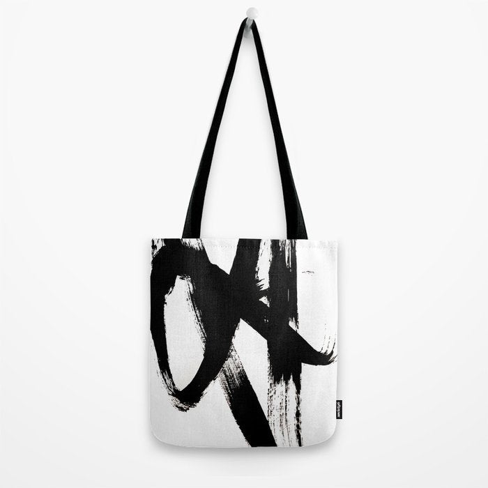 Brushstroke 2 - simple black and white Tote Bag Gallery Image 2
