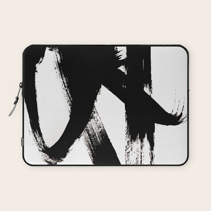 Brushstroke 2 - simple black and white Laptop Sleeve Gallery Image 1