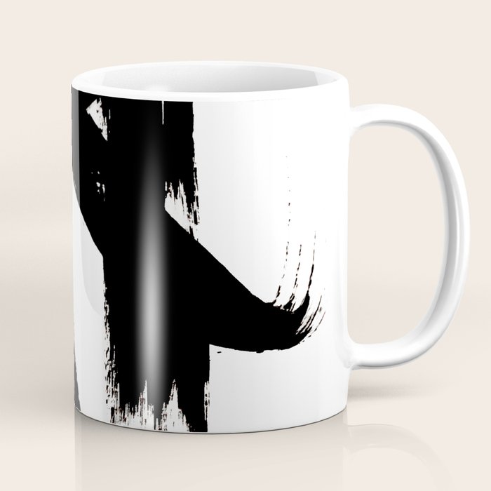 Brushstroke 2 - simple black and white Coffee Mug Gallery Image 1