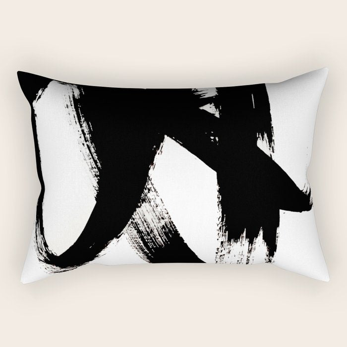 Brushstroke 2 - simple black and white Rectangular Pillow Gallery Image 2