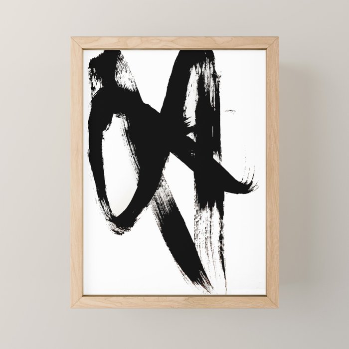 Brushstroke 2 - simple black and white Mini Art Print Gallery Image 1