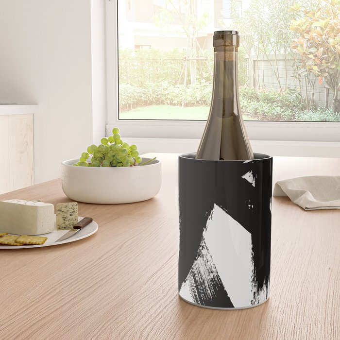 Brushstroke 2 - simple black and white Wine Chiller Gallery Image 4