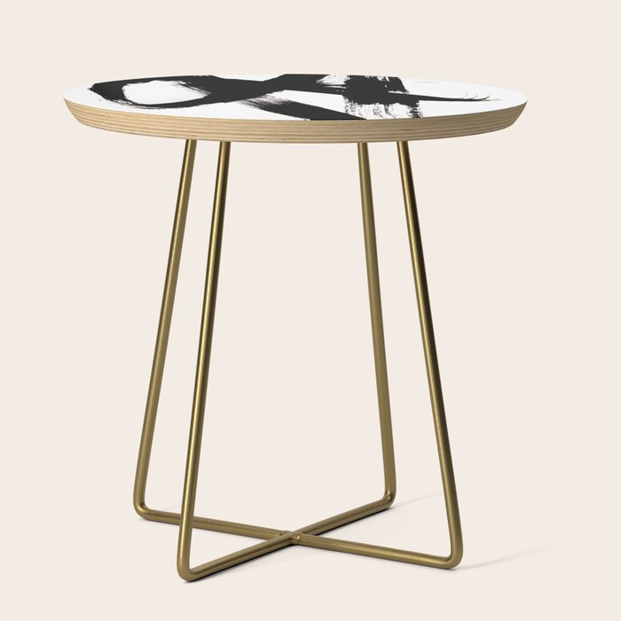 Brushstroke 2 - simple black and white Side Table Gallery Image 1