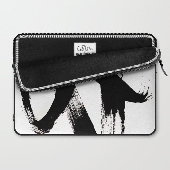 Brushstroke 2 - simple black and white Laptop Sleeve Gallery Image 2