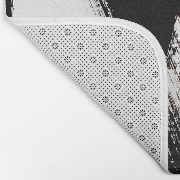 Brushstroke 2 - simple black and white Bath Mat Gallery Image 2