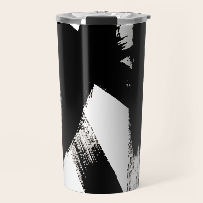Brushstroke 2 - simple black and white Travel Mug Gallery Image 1