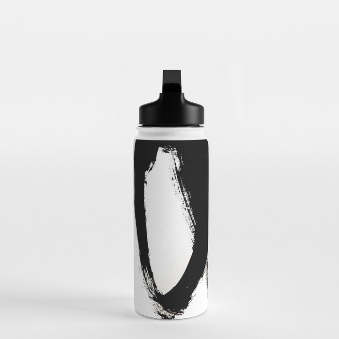 Brushstroke 2 - simple black and white Water Bottle Gallery Image 3