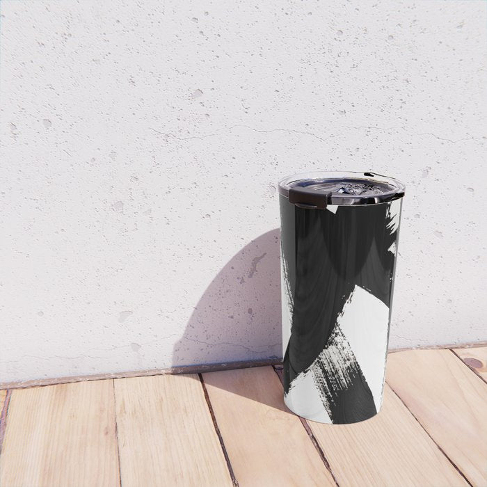 Brushstroke 2 - simple black and white Travel Mug Gallery Image 4