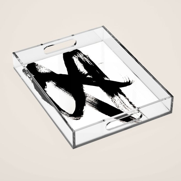 Brushstroke 2 - simple black and white Acrylic Tray Gallery Image 1