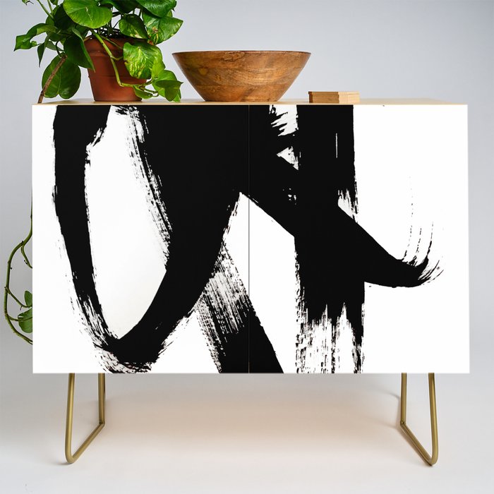 Brushstroke 2 - simple black and white Credenza Gallery Image 1