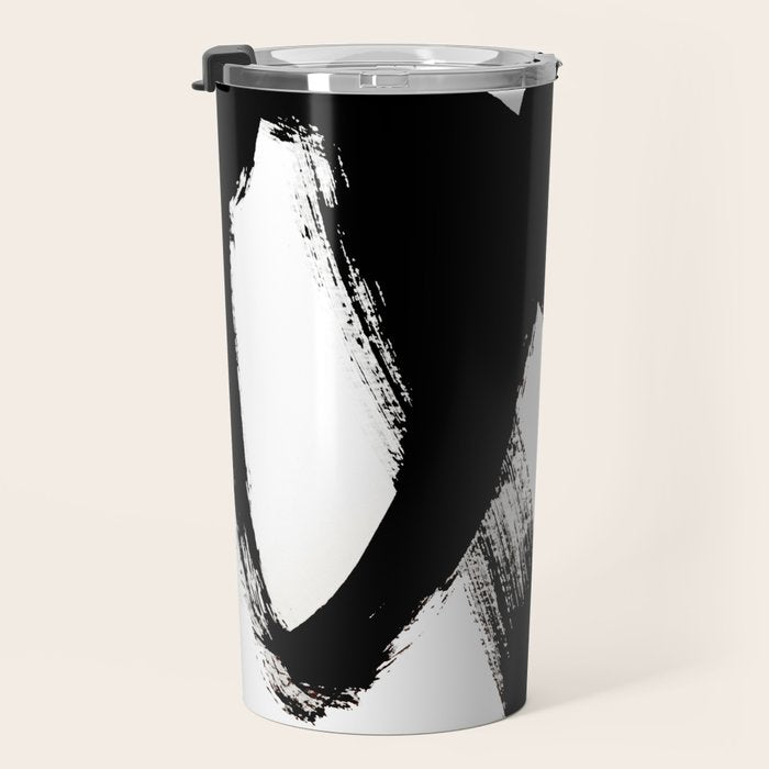 Brushstroke 2 - simple black and white Travel Mug Gallery Image 3